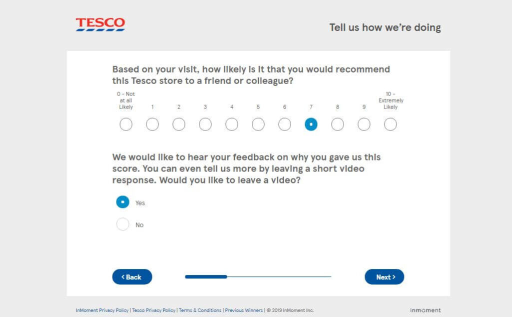 Tesco Survey Rating