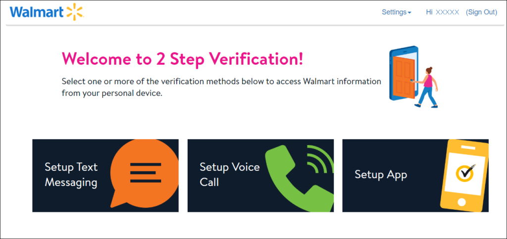Set Up 2 Step Verification From onewalmart.com