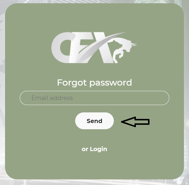 enter email address and click on send to reset cash fx login password