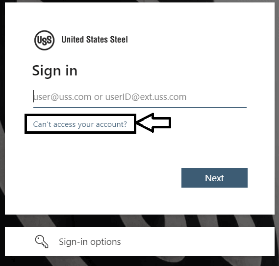 click on can't access your account option