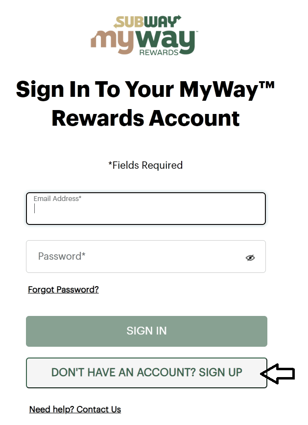 click on sign up button