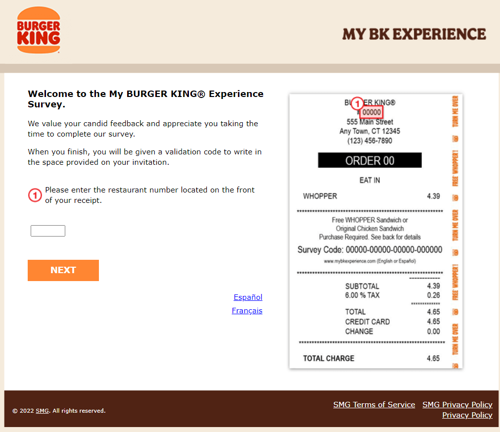 burger king survey at mybkexperience