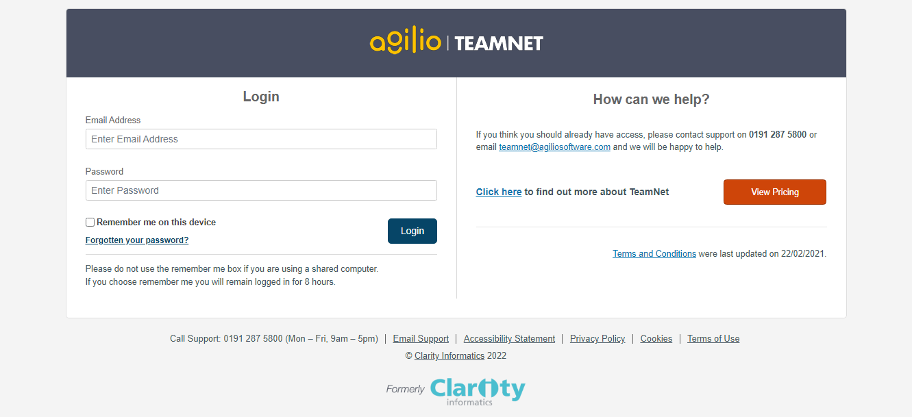 clarity team net login