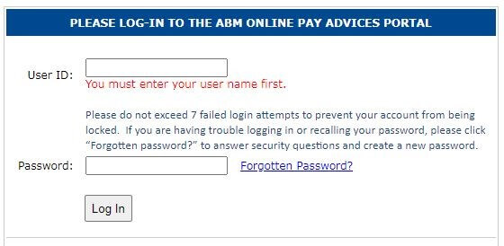 click on forgot password to reset abm doculivery pay stubs password