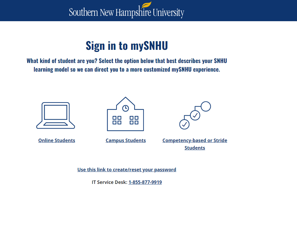 click on online students in mysnhu portal