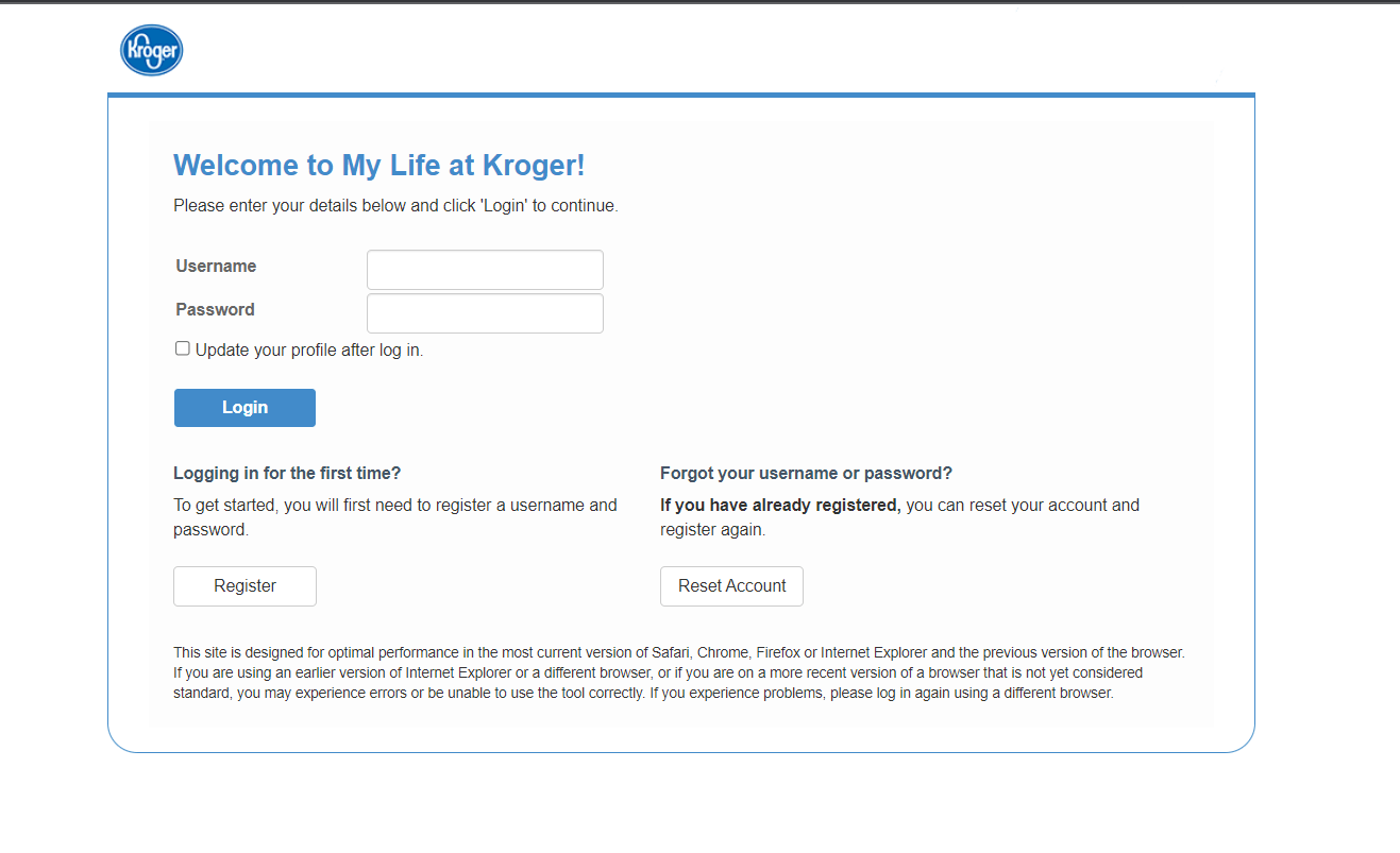 login as retire or spouse option in my life at kroger portal