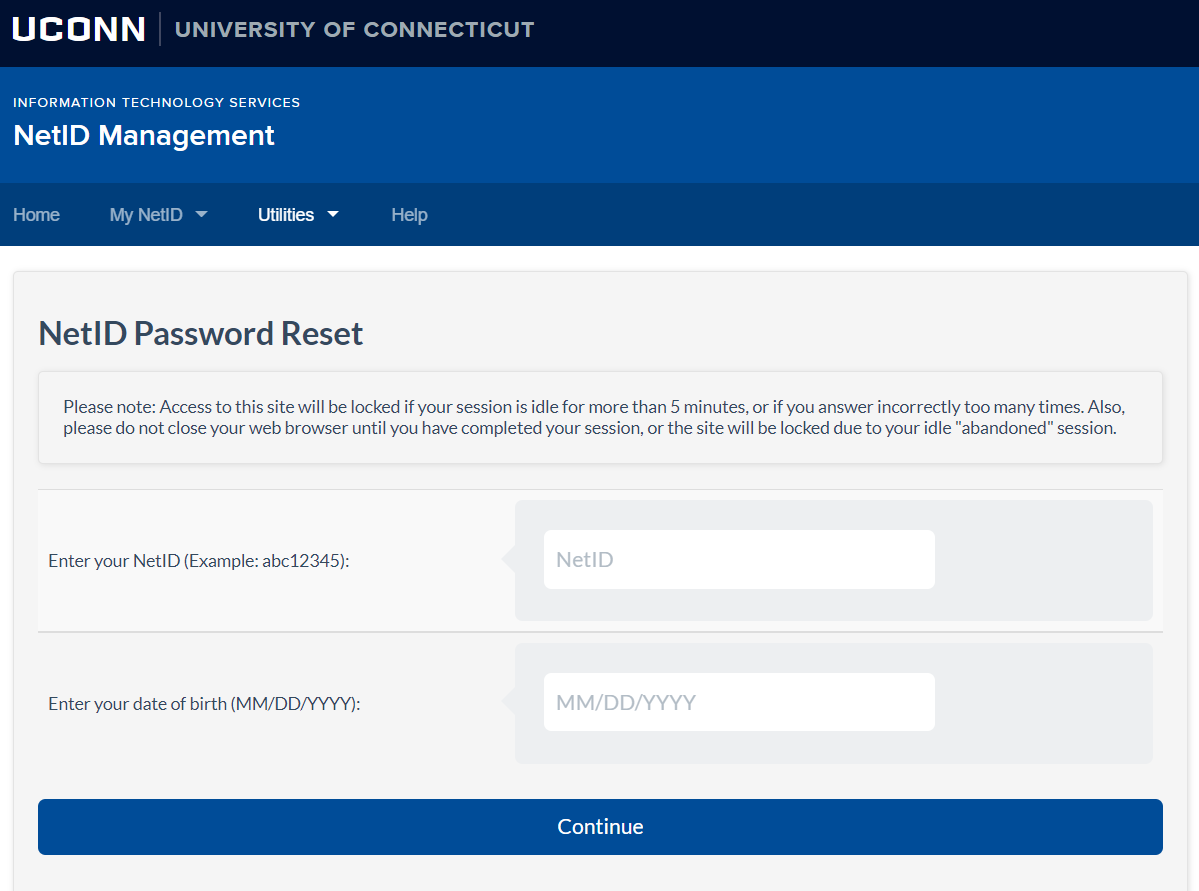 reset huskyct uconn login password