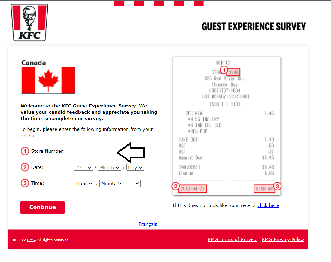 take kfc canada survey