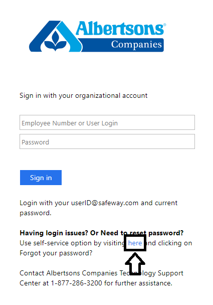 click here to open reset password page in direct2hr safeway portal