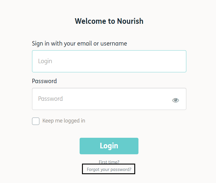 click on forgot password in nourish login page