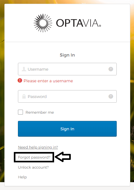 click on forgot password in optavia connect website