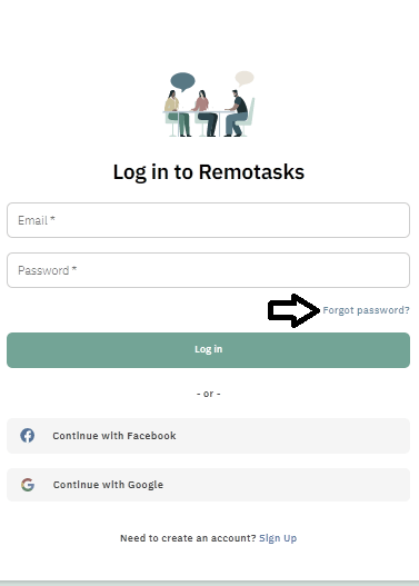 click on forgot password in remotasks website