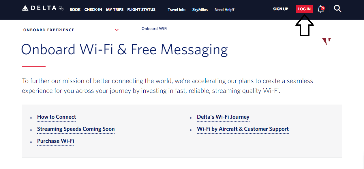 click on login in delta wifi page
