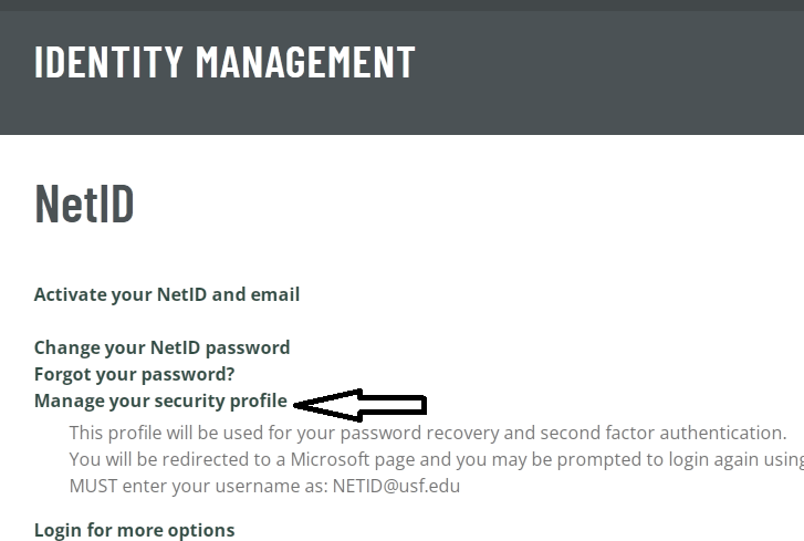 click on manage your security profile