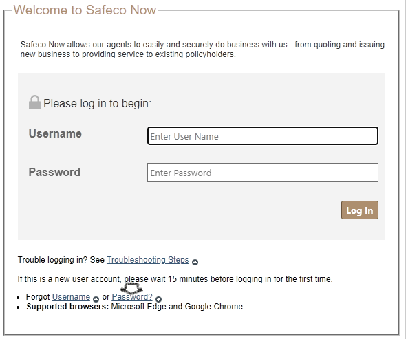 click on password safco agent login page