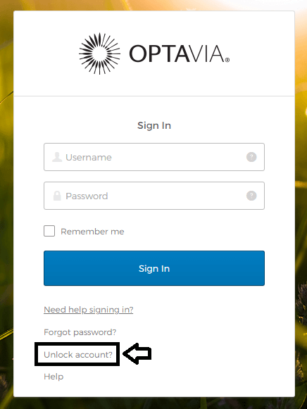 click on unlock account in optavia connect login page