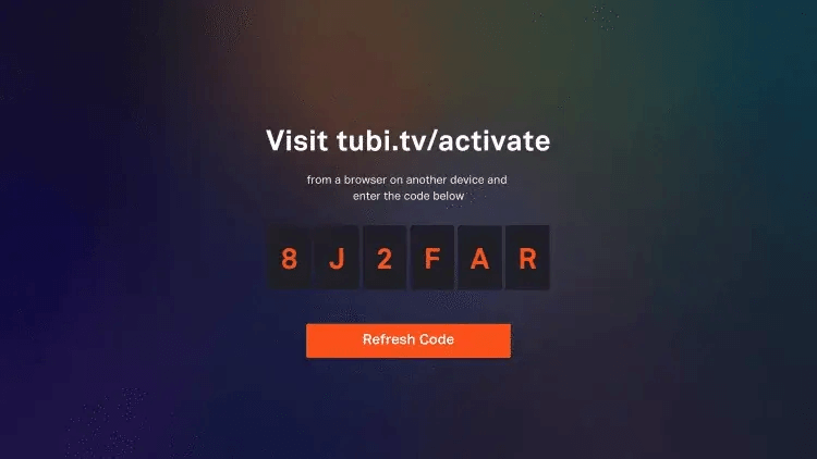 enter code to activate tubi tv