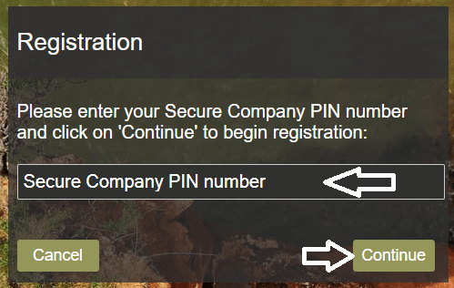 enter pin number and click on continue to register an account on hrevolution portal