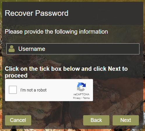 enter username to reset iss payslip login password