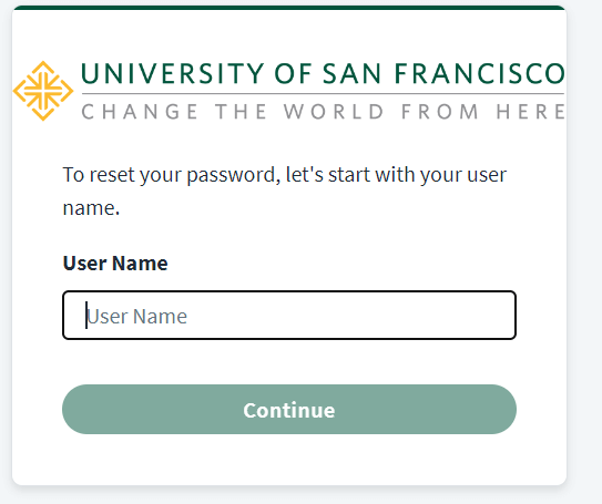 enter username to reset myusf login password