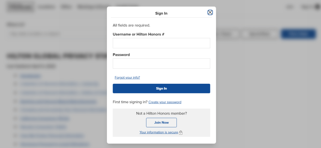 go hilton travel login