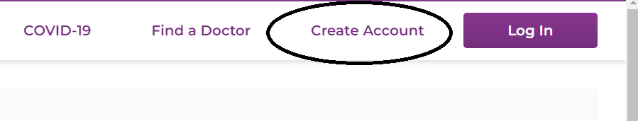select create account from menubar