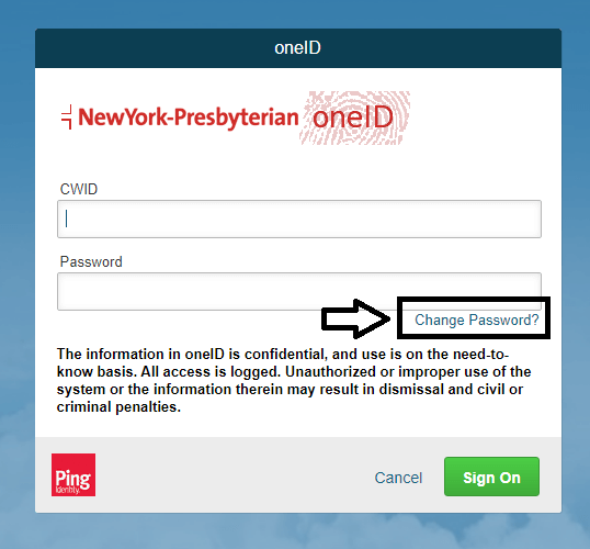 click on change password in kronos nyp portal