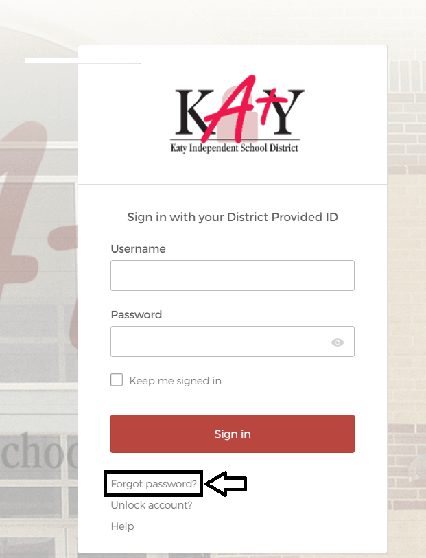 click on forgot password in katy cloud login page