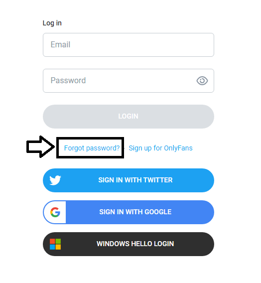 click on forgot password in onlyfans login page