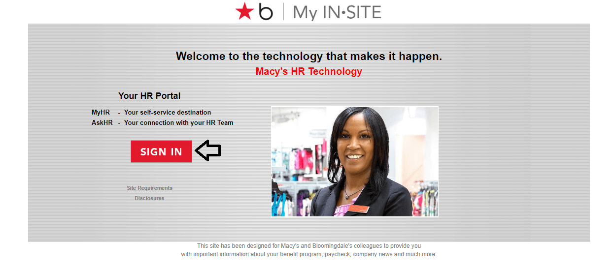 click on sign in at macy's myinsite website