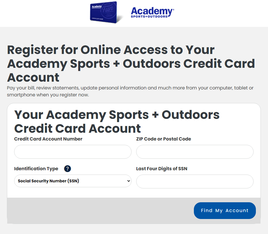 register for academy sports credit card