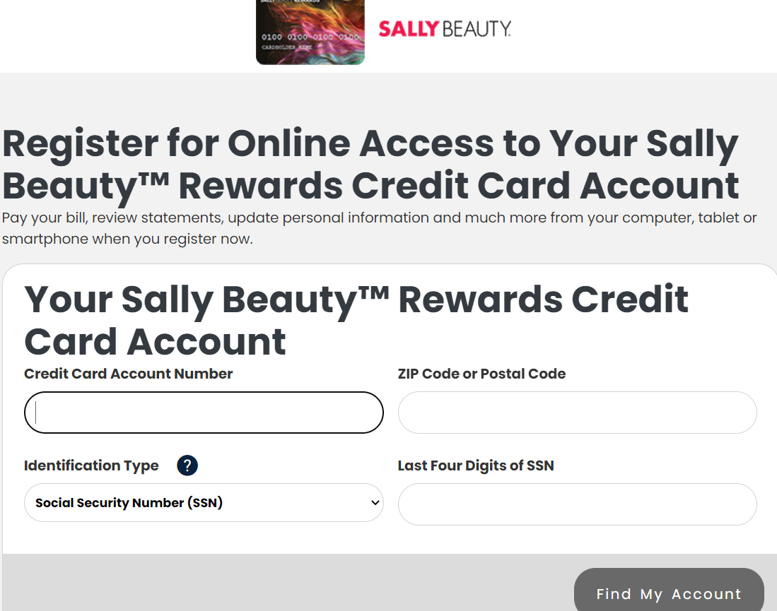register for sally beauty credit card account