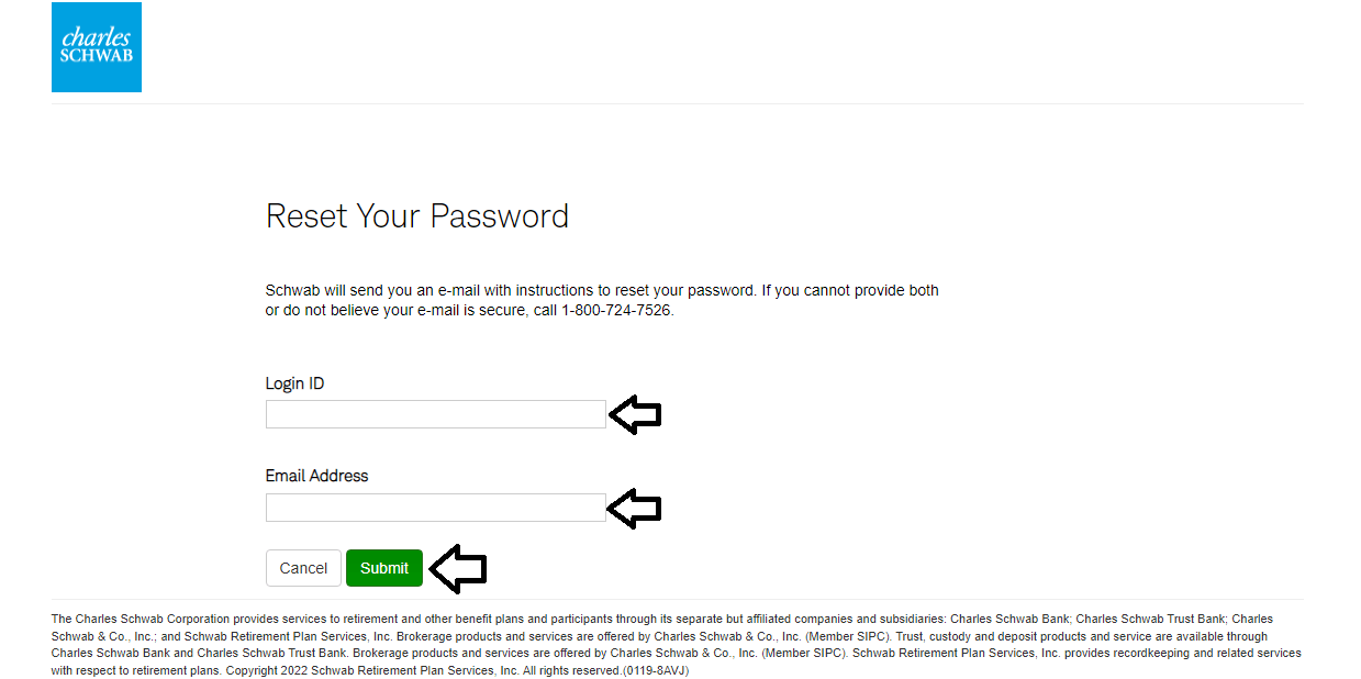 reset schwabplan login password