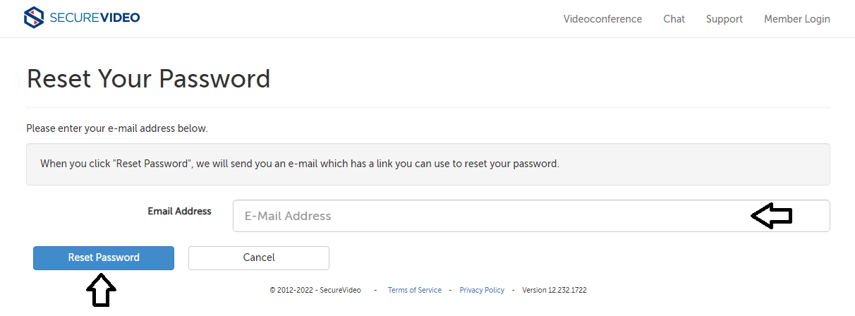 reset secure video login password