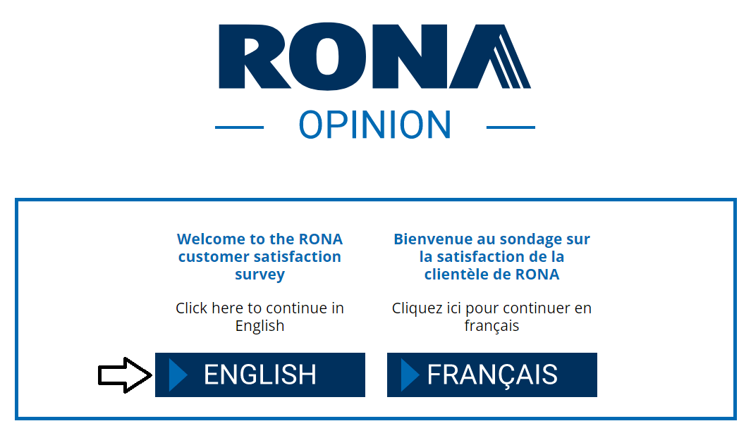 choose language in rona survey website