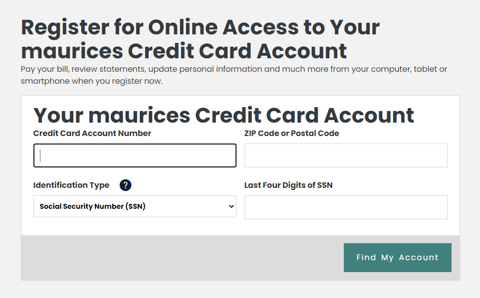 register an account on maurices comenity wbsite