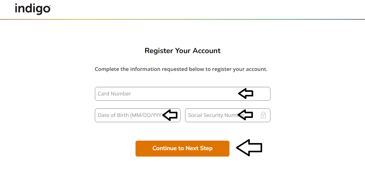 register myindigocard login account