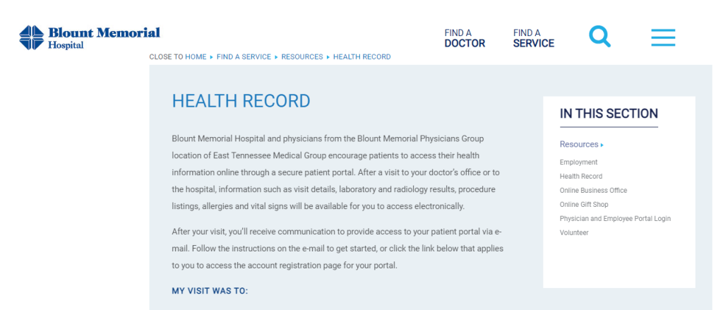 blount memorial hospital medical records