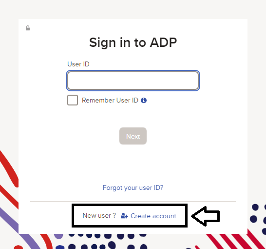 click on create account in adp sign in page
