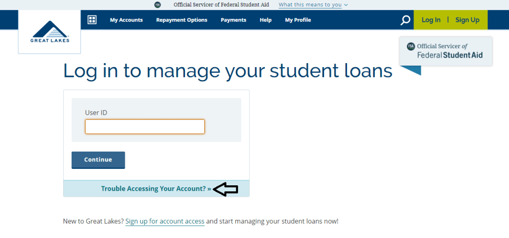 forgot great lakes student loan login password