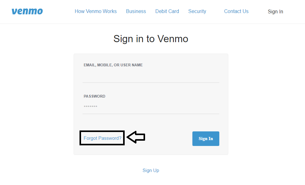 forgot venmo credit card password