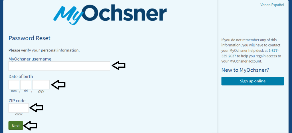 reset myocshner login password