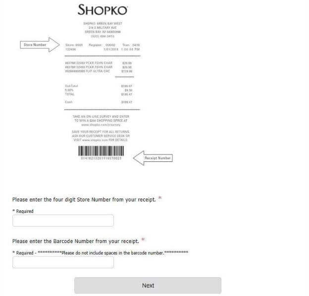 take shopko survey