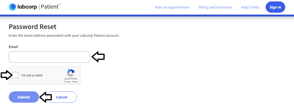 reset labcorp patient portal login password