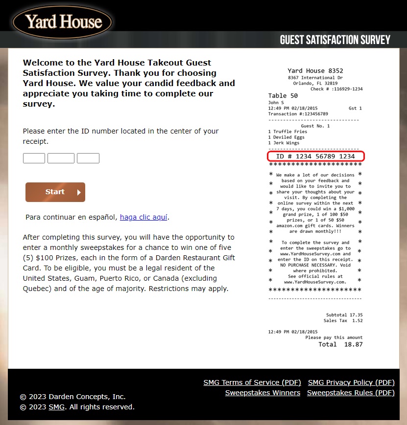 yard house guest experience survey