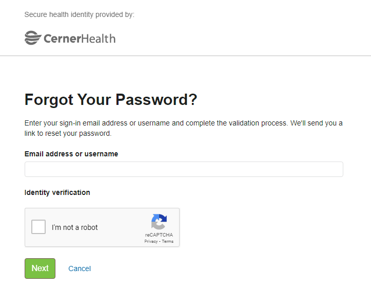 reset patient health portal login password