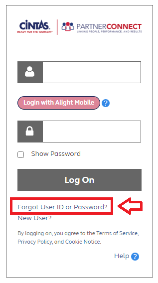click on forgot user id or password