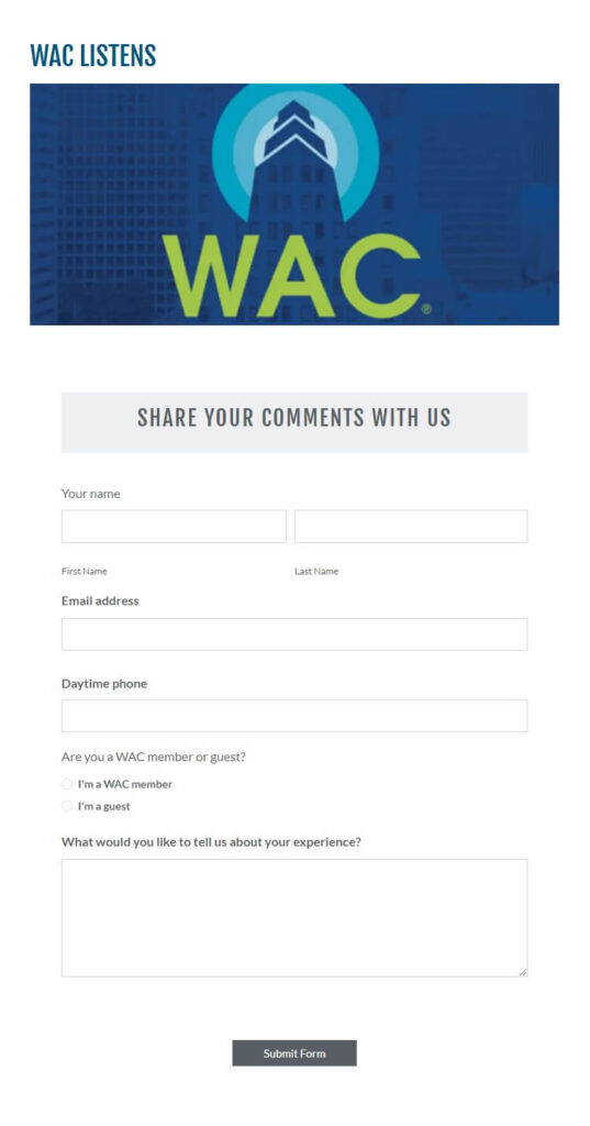 wac listens customer feedback survey