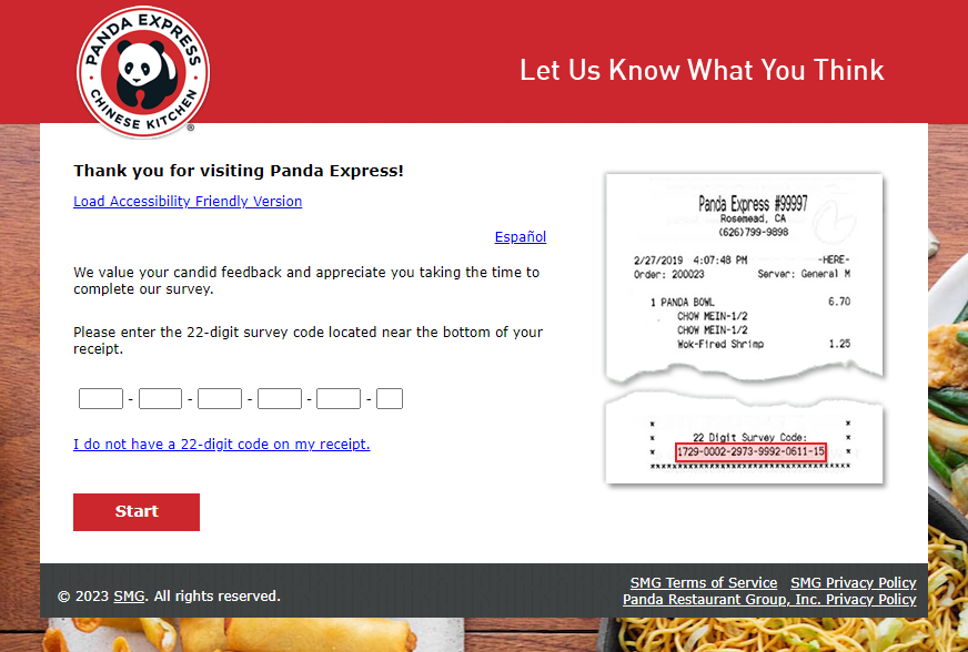 panda express feedback survey