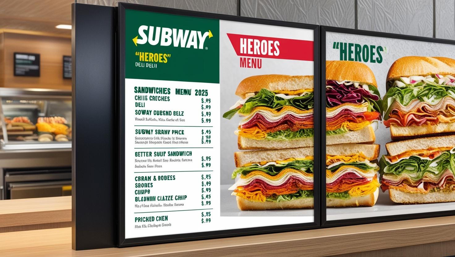 Subway Deli Heroes Menu With Prices 2025